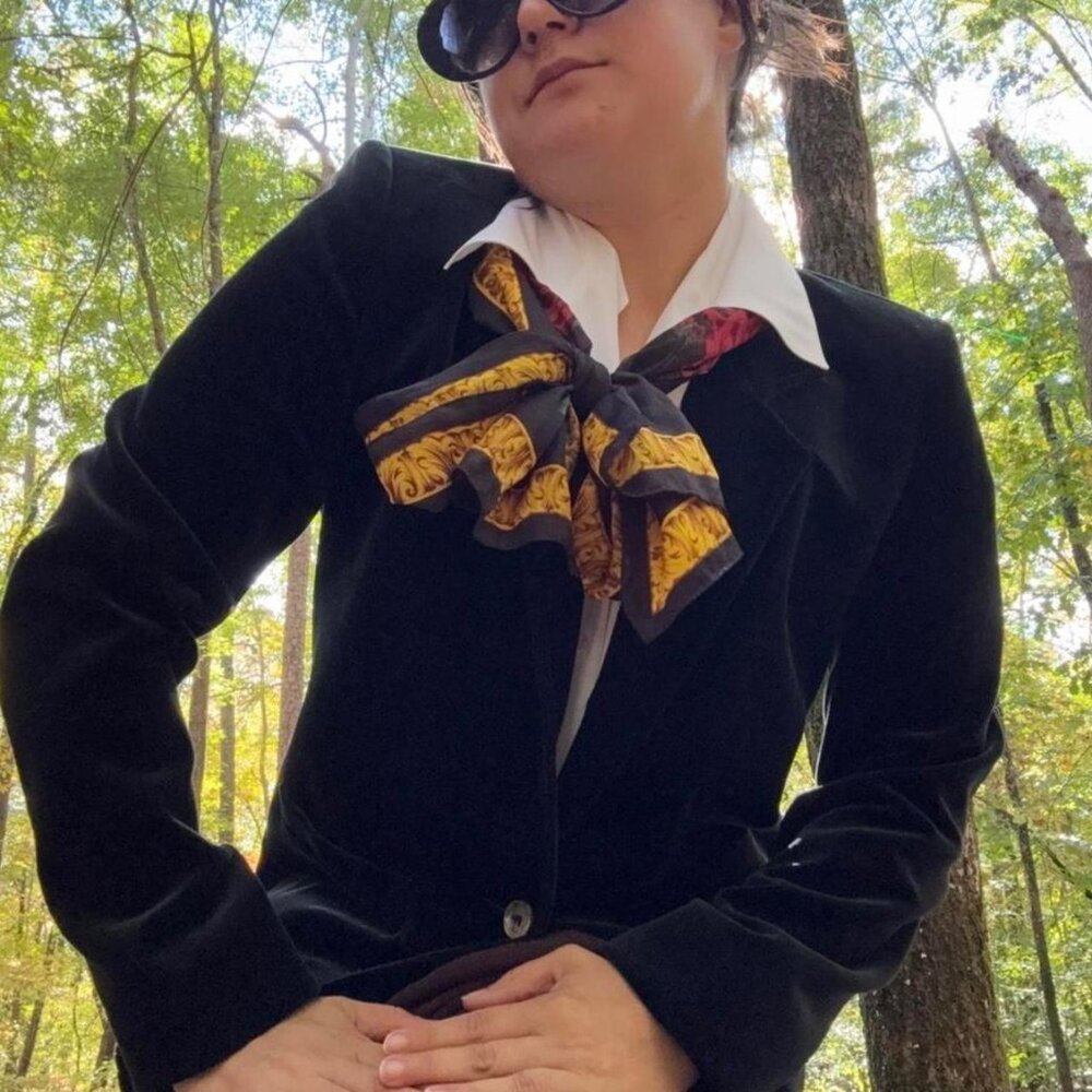 VTG luxurious 'Koret' deep black rich VELVET VELOUR tailored women's BLAZER ~EGL